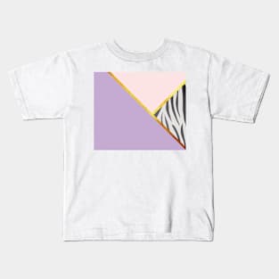 Abstract zebra print, color blocking lila Kids T-Shirt